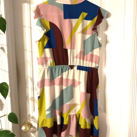 Colourful abstract midi dress flutter sleeve (never worn) - Picture 2 of 3